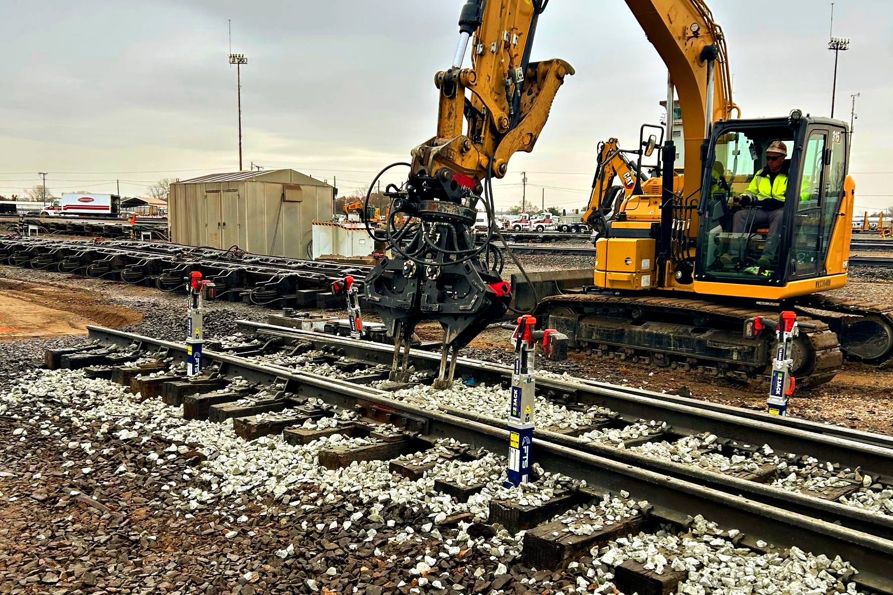 Railroad crew using the FTS Rail EZ-Jack in the field