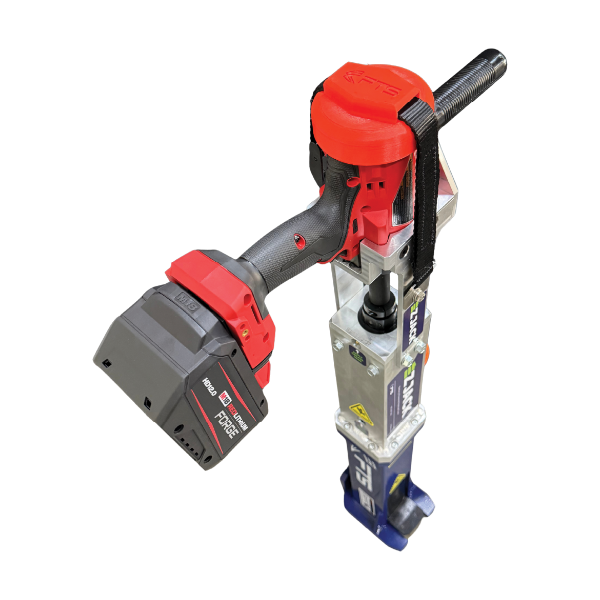 Insert a Milwaukee half-inch impact into the FTS Rail EZ-Jack