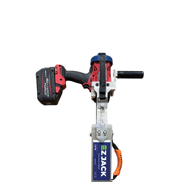 Operate the EZ-Jack battery-powered railroad track jack with a Milwaukee impact